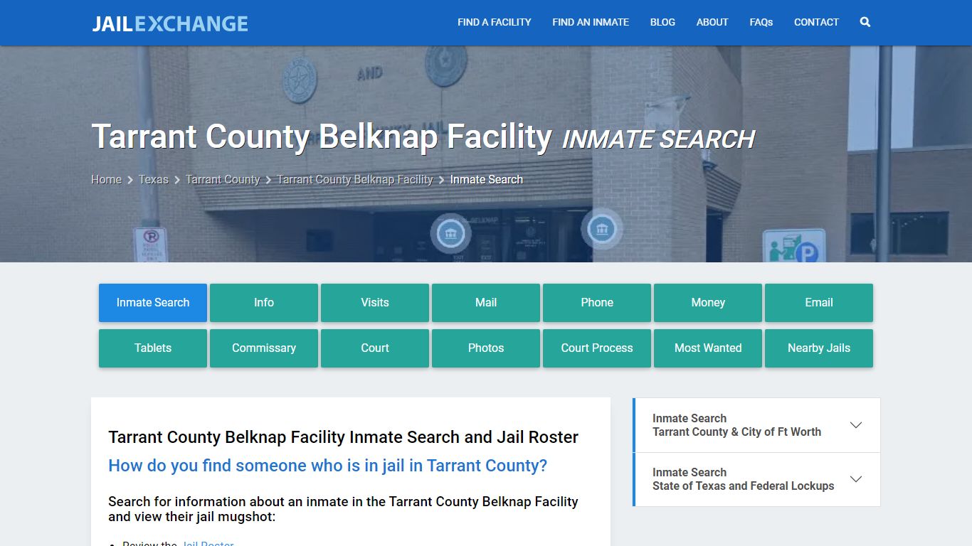 Tarrant County Belknap Facility Inmate Search - Jail Exchange